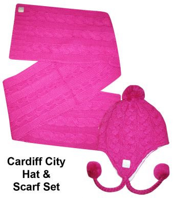 Cardiff City Ladies Chunky Hat & Scarf Set