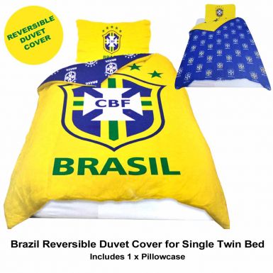 Brazil Soccer Single Size Comforter Cover & Pillowcase Bed Linen Set