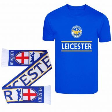 Leicester Ultimate Soccer Fan Foxes T-Shirt & Scarf Gift Set