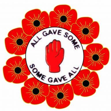 Poppy & Northern Ireland Red Hand Remembrance Pin Badge