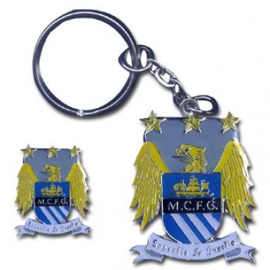 Man City Crest Keyring & Badge Set