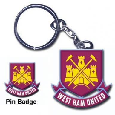 West Ham United Keyring & Pin Badge Set