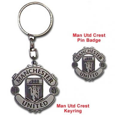 Man Utd Keyring & Badge Set