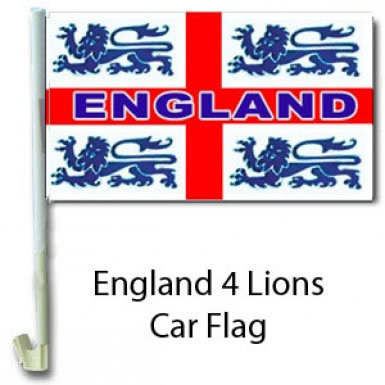England 4 Lions Car Flag