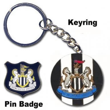 Newcastle Utd Keyring & Pin Badge Set