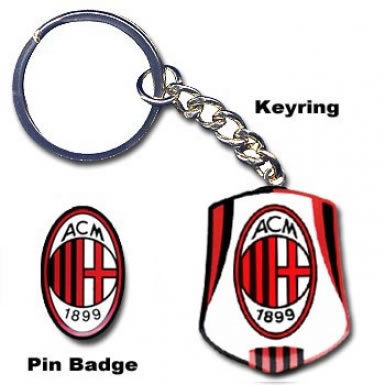 AC Milan Crest Keyring & Pin Badge Set