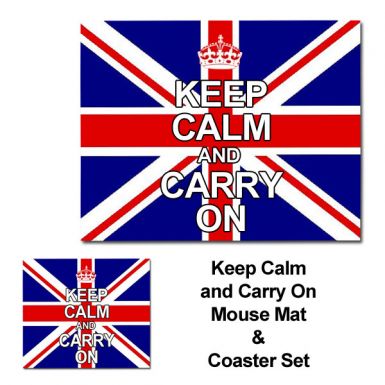Keep Calm & Carry On Mouse Mat & Coaster Set