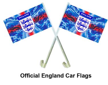 England 3 Lions Crest Car Flags