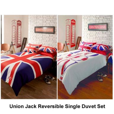 Union Jack & London Reversible Single Comforter Cover Set