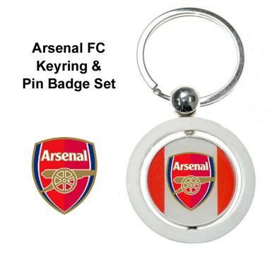 Arsenal FC Spinning Keyring & Pin Badge Set