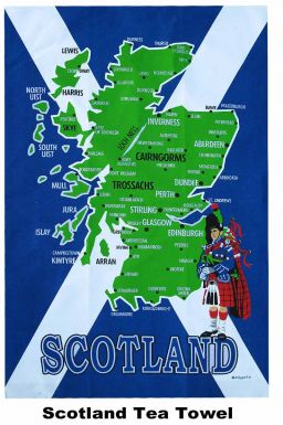 Scotland Map Kitchen Tea Towel