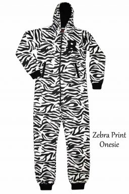 Ladies Zebra Print Fleece Onesie