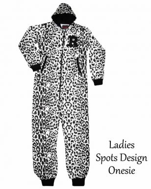 Ladies Spots Print Fleece Onesie