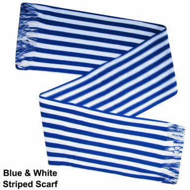 Royal Blue & White Striped Fashion Scarf