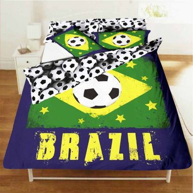 Brazil 2014 World Cup Queen Size Comforter Cover & Pillowcases Bed Linen Set