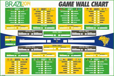 Official 2014 World Cup Brazil Wall Chart