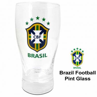 Brazil Football Crest Pint Glass