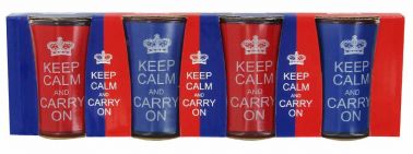 Set of Four Keep Calm & Carry On Shot Glasses