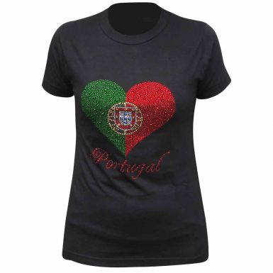 Portugal Ladies Fitted T-Shirt with Diamantes