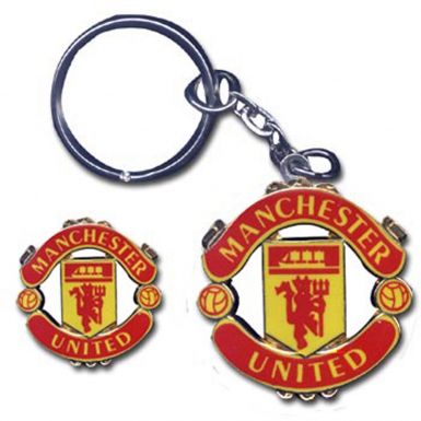 Man Utd Crest Keyring & Pin Badge Set