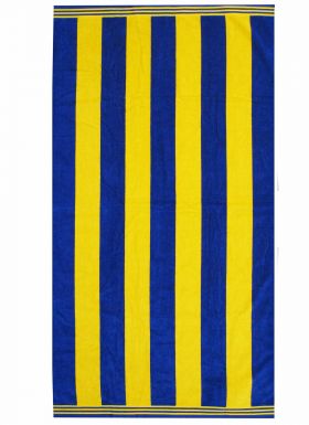Giant Yellow & Blue Striped Premium Cotton Beach Towel