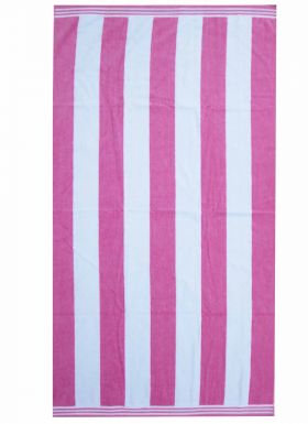 Giant Pink & White Striped Premium Cotton Beach Towel
