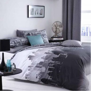 City Scape Skyline Queen Size Comforter Cover Bed Linen Set