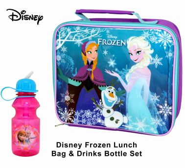 Disney Frozen Film Anna & Elsa School Lunch Bag & Drinks Bottle Set