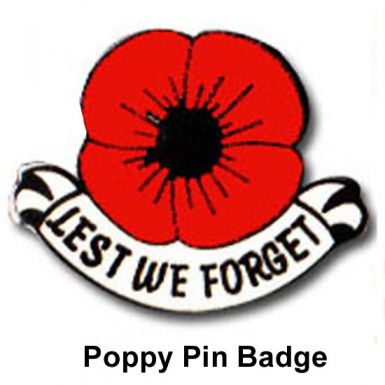Lest We Forget Poppy Pin Badge