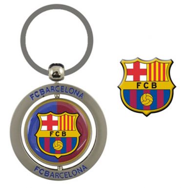 FC Barcelona Keyring & Badge Set
