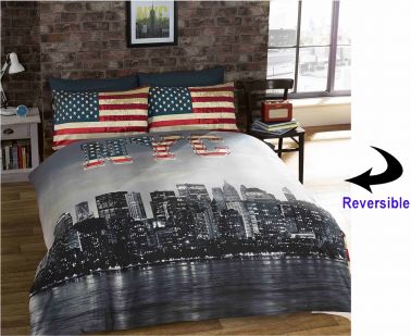 NYC New York Skyline Double Comforter Cover Set