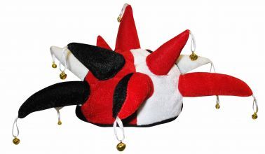 Red, Black & White Jester Hat with Bells