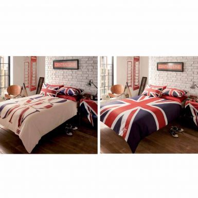 London & Union Jack Reversible King Size Duvet Cover Set