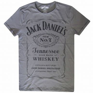 Official Jack Daniel's Whiskey Label T-Shirt Grey