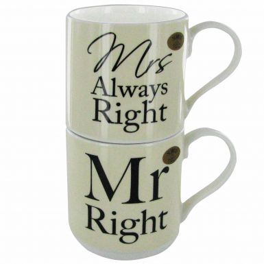 Mr Right and Mrs Always Right Stacking Mug Set