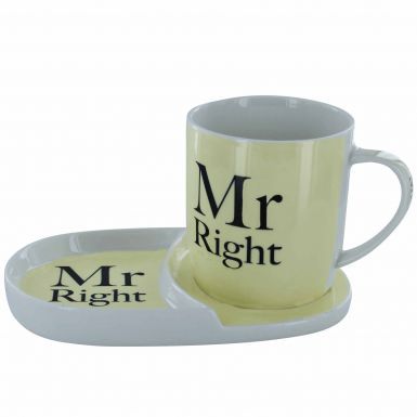 Mr Right Mug & Tray Snack Set