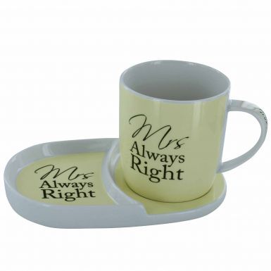 Mrs Always Right Mug & Tray Snack Set