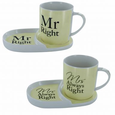 Mr Right and Mrs Always Right Mug Snack Set