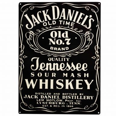 Jack Daniels Whiskey Label Tin Wall Plaque