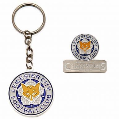 Leicester City 2016 Champions Keyring & Badge Set