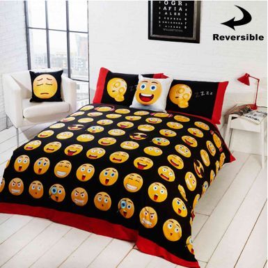 Emoji Icons Reversible Double Comforter Cover Set