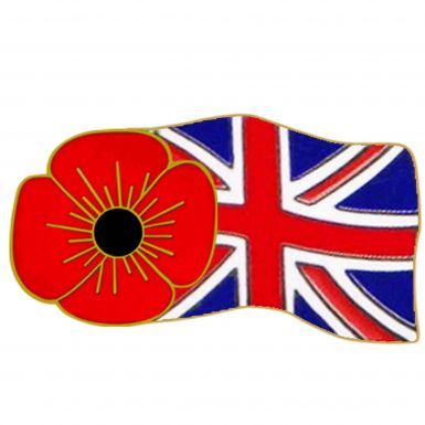 Poppy & Union Flag Pin Badge