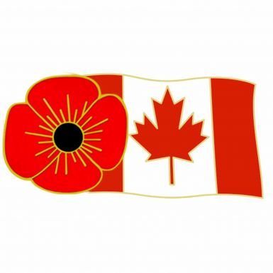 Canada Flag & Poppy Remembrance Pin Badge