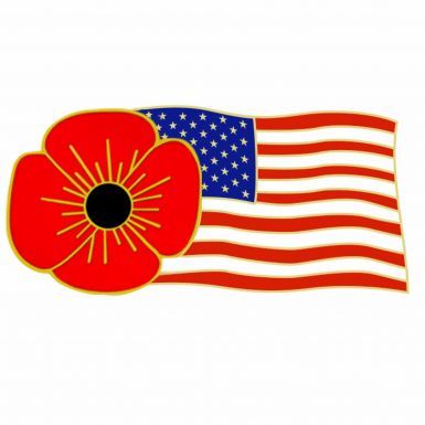 Poppy & USA Flag Pin Badge