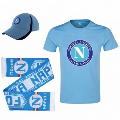 SSC Napoli Ultimate Fan T-Shirt, Scarf & Cap Gift Set