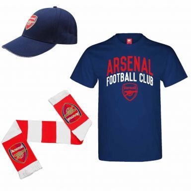 Arsenal FC (Premier League) Ultimate Soccer Fan T-Shirt, Scarf and Cap Gift Set