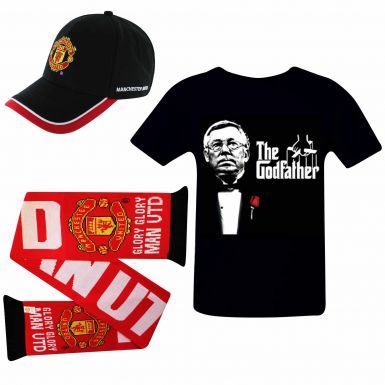 Manchester United Ultimate Fan T-Shirt, Scarf and Cap Gift Set