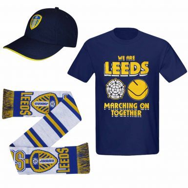 Leeds United Ultimate Fan T-Shirt, Cap & Scarf Set