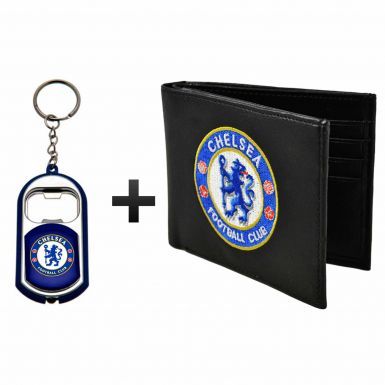 Chelsea FC Leather (PU) Wallet & Keyring/Torch Gift Set