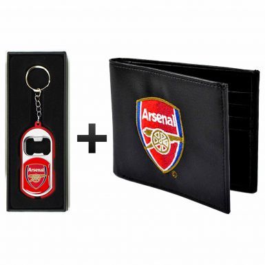Arsenal FC Leather (PU) Wallet & Keyring/Torch Gift Set